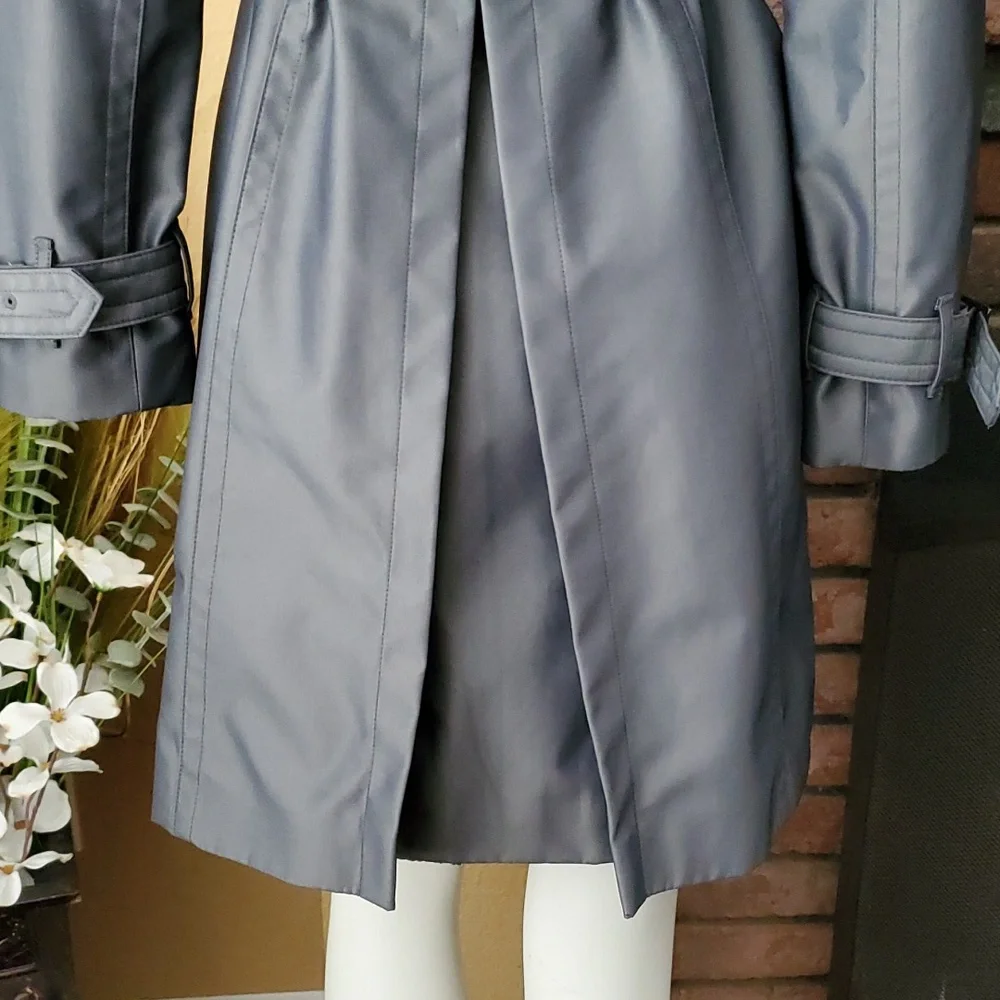 🆕️LONDON FOG Metallic Gray Water Resistant Double Breasted Trench Coat SIZE: PS - Picture 10 of 16